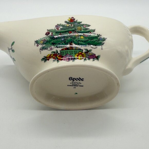 Spode Christmas Tree Gravy Sauce Boat Under Plate 2-Piece Set - Picture 10 of 11